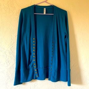 Zenana Outfitters teal cardigan sweater. Sz L.